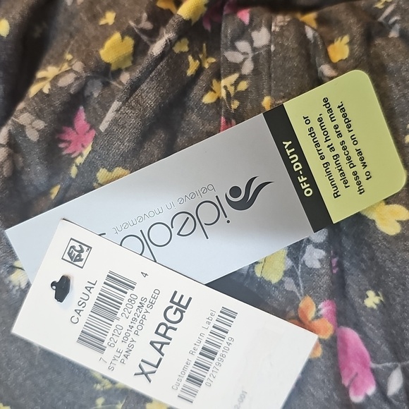 IDEOLOGY Floral Gray pansy Poppyseed Jogger Pants, Size XL - Picture 3 of 3